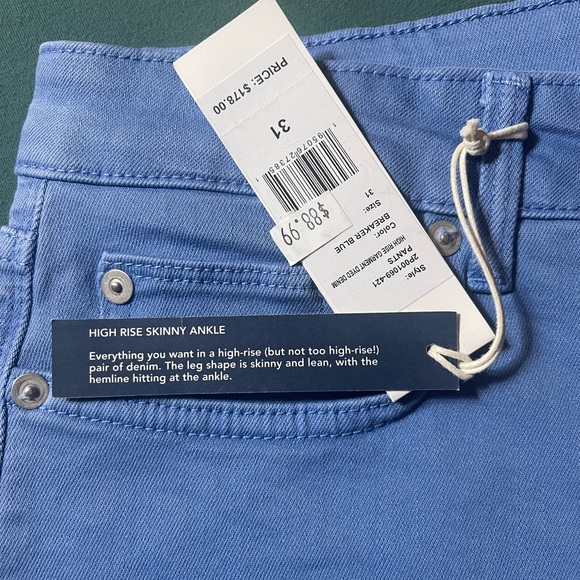 Vineyard Vines High Rise Skinny Jean Beaker Blue Size 31 NWT Originally $178 - Picture 4 of 16